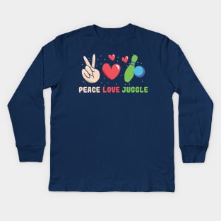 Juggling Design - Peace, Love, & Juggle - For Jugglers Kids Long Sleeve T-Shirt